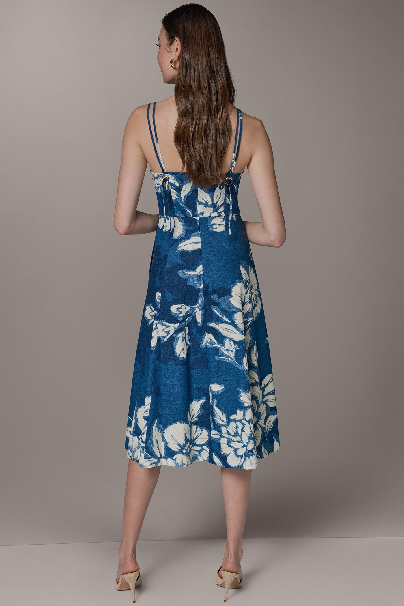 SLEEVELESS MIDI FIT AND FLARE DRESS