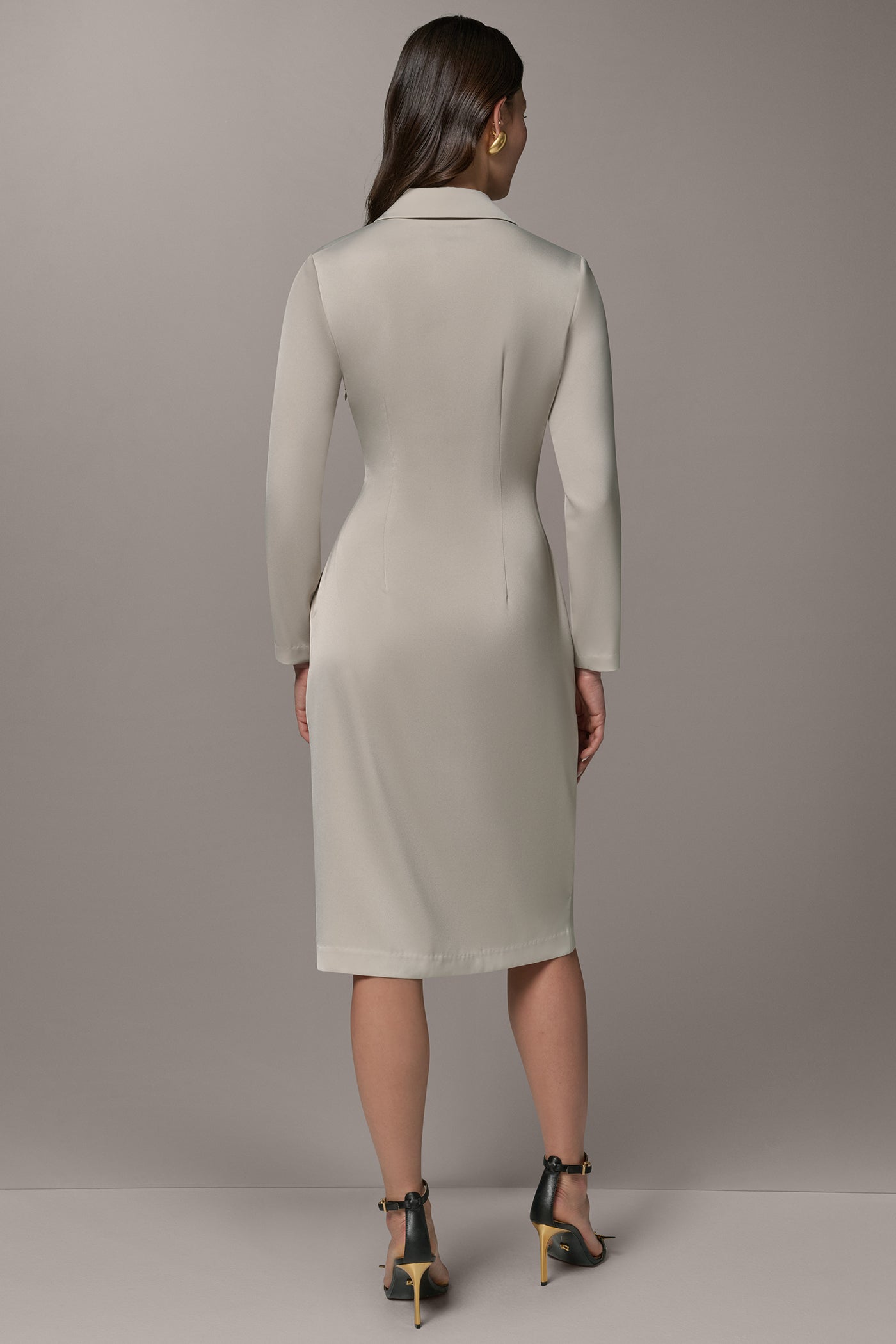 LONG SLEEVE WRAP-EFFECT SHIRT DRESS